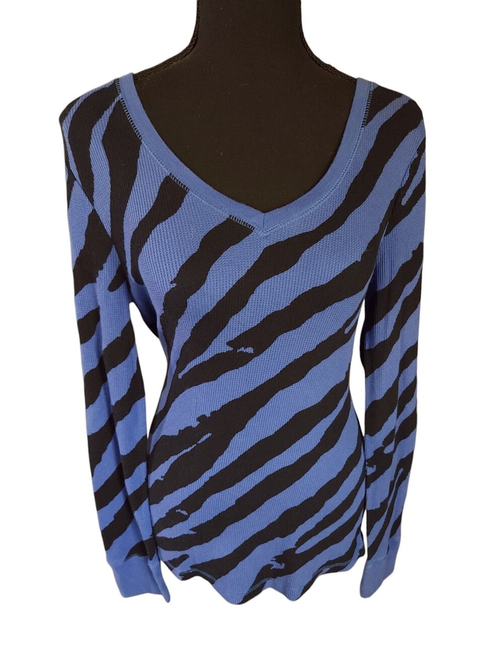 2010s OP Zebra Print Emo Henley Thermal Top Sz L 11-13